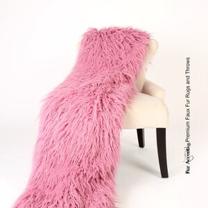 Luxurious Faux Fur Throw Blanket  - Raspberry Mauve Pink Shaggy Mongolian Shag - Silky Soft Minky Cuddle Fur Back - Fur Accents Designs USA