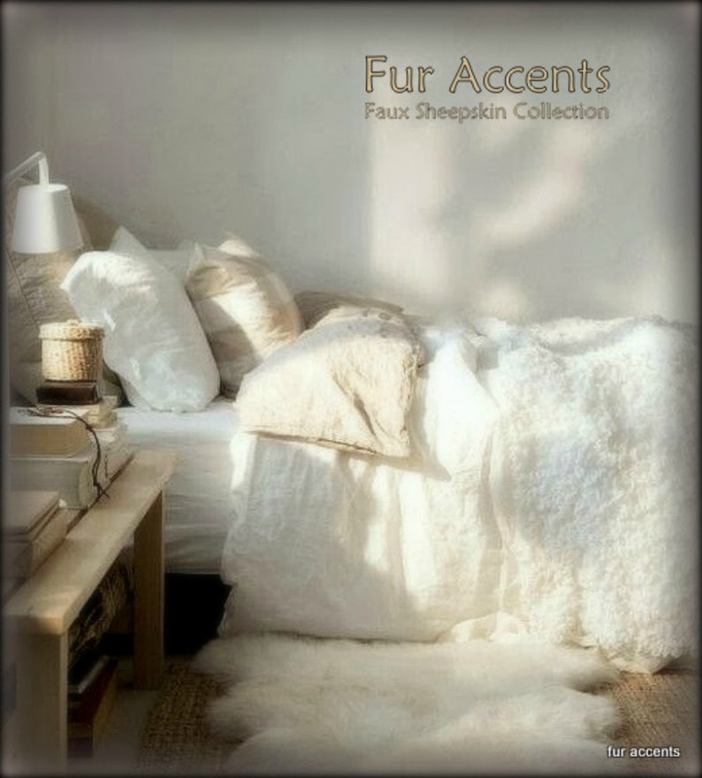 Plush Faux Fleece Fur Bedspread Comforter Throw Blanket Etsy