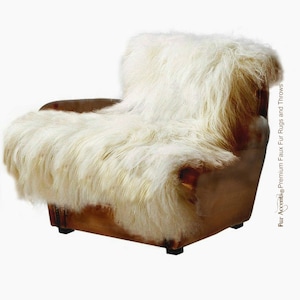 Luxurious Faux Fur Throw Blanket  - White Off White - Long Hair Shaggy Mongolian Shag Backed with Minky Cuddle Fur - Fur Accents Designs USA
