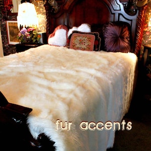 Plush Faux Fur Bedspread Comforter Throw Blanket White Shag Backed with Softest Minky Cuddle Fur Fur Accents Original Designs USA image 1