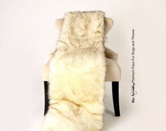 Luxurious Faux Fur Throw Blanket  - Brown Tip Arctic Fox Long Hair Shaggy Shag - Silky Soft Minky Cuddle Fur Back - Fur Accents Designs USA
