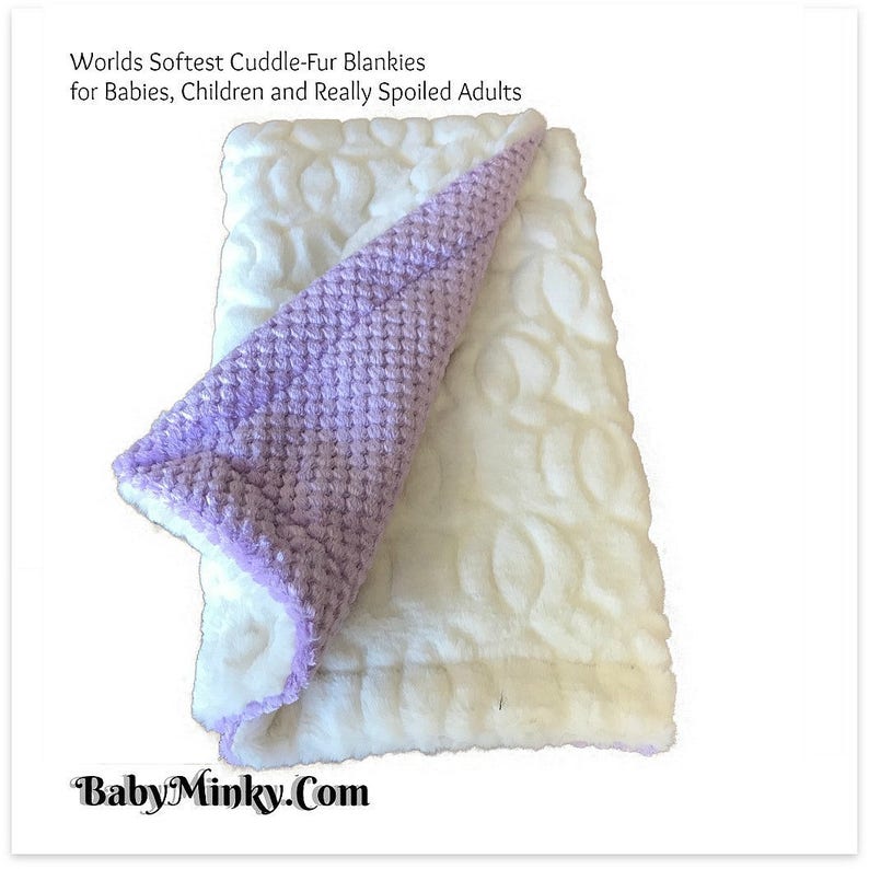 Worlds Softest Minky Cuddle Fur Blanket White with Soft Purple Waffle Minky Cuddle Fur All Sizes and Colors Reversible