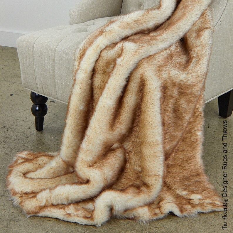 Luxurious Arctic Fox Faux Fur Throw Blanket Brown Tip Etsy UK