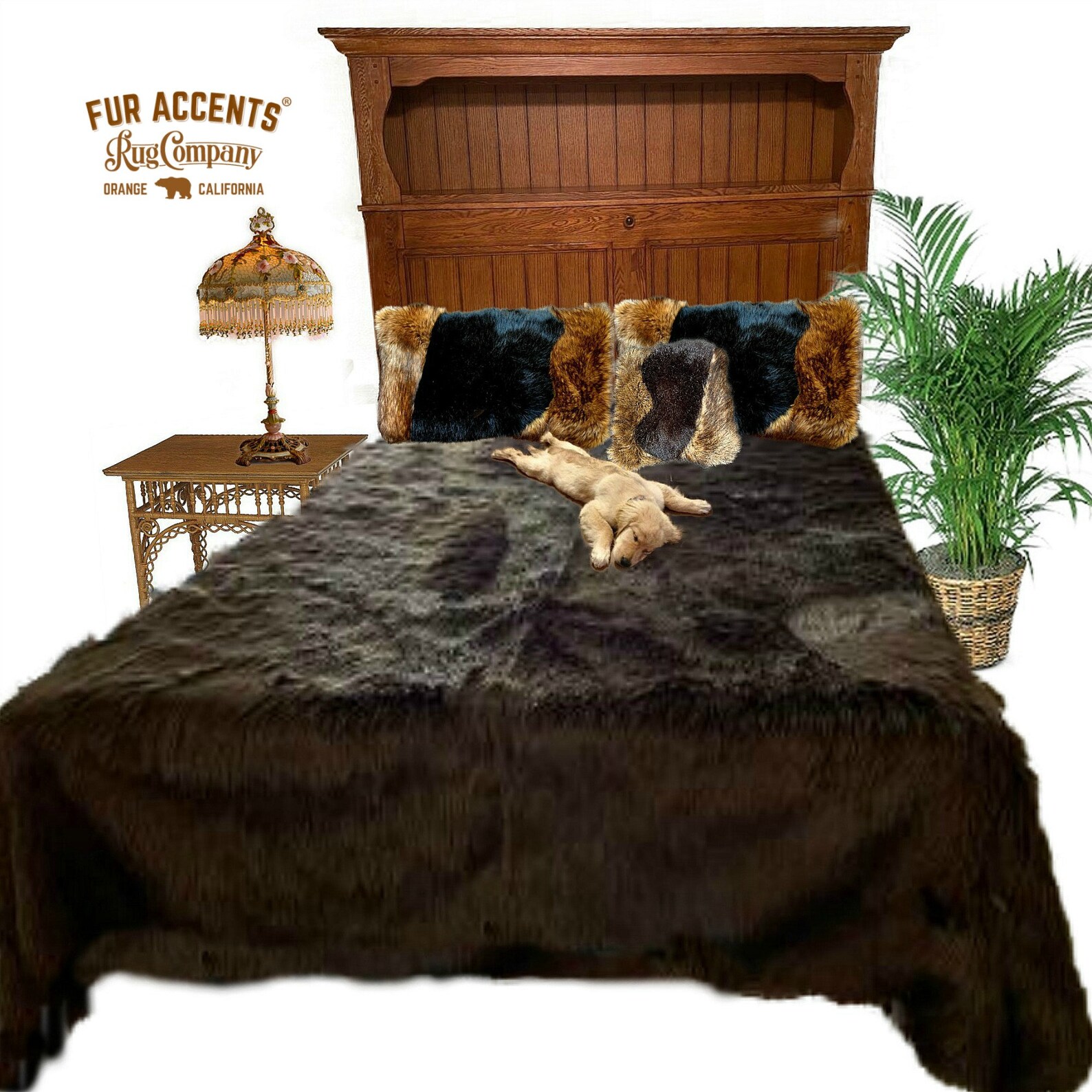 Plush Faux Fur Bedspread Comforter Throw Blanket Brown Etsy