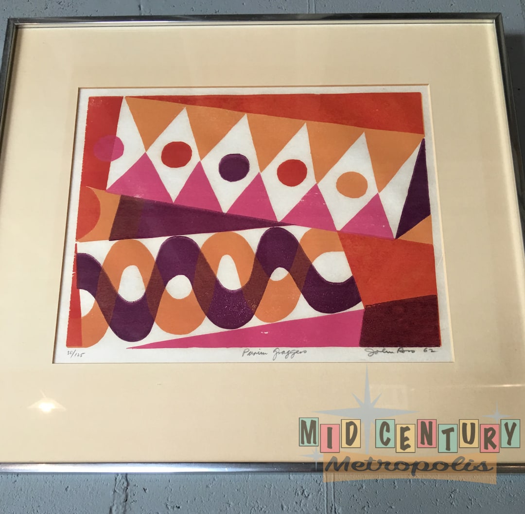Mid Century Modern John Ross Abstract Screen Print 1962 50/125 Rare ...