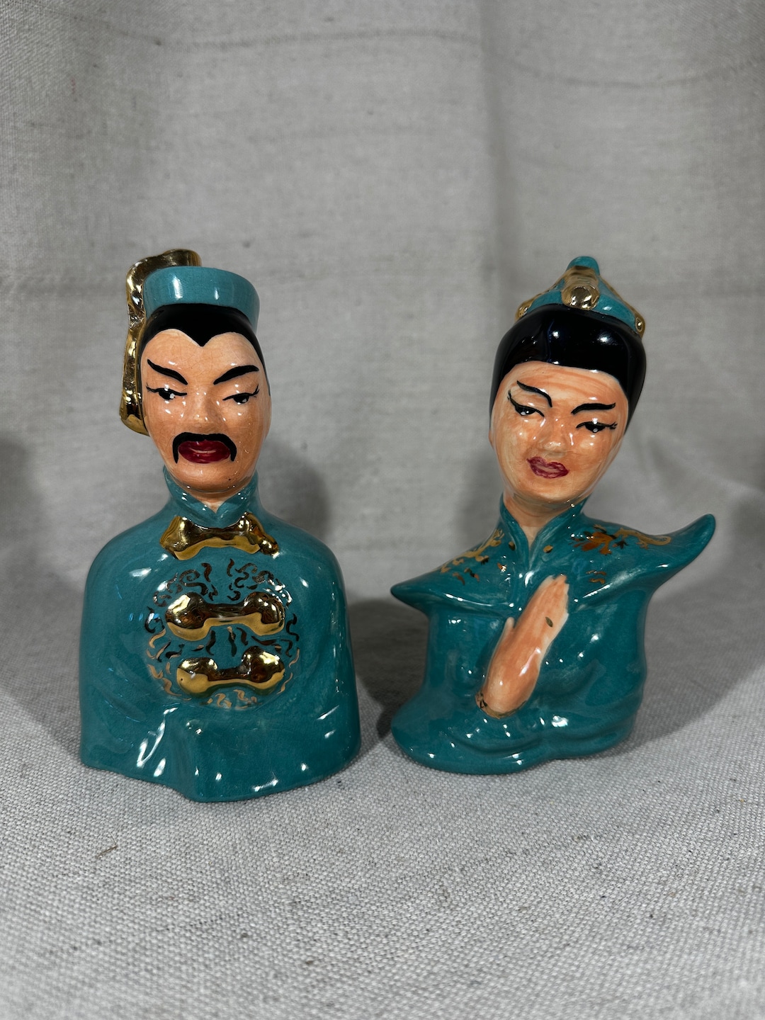 Mid Century Asian Ceramic Man Woman Busts - Etsy