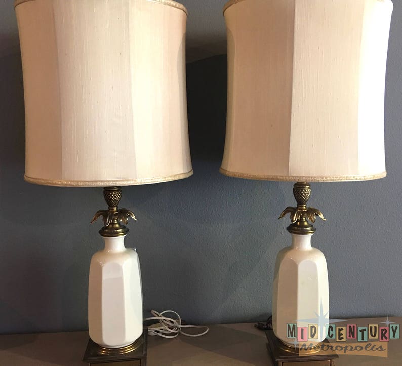 Vintage Stiffel and Lenox Pineapple Lamps with glass defusers Etsy