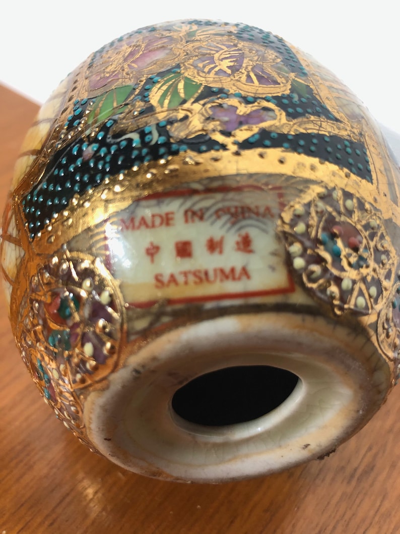 Vintage Satsuma Porcelain Egg Moriage Gold Japan Etsy