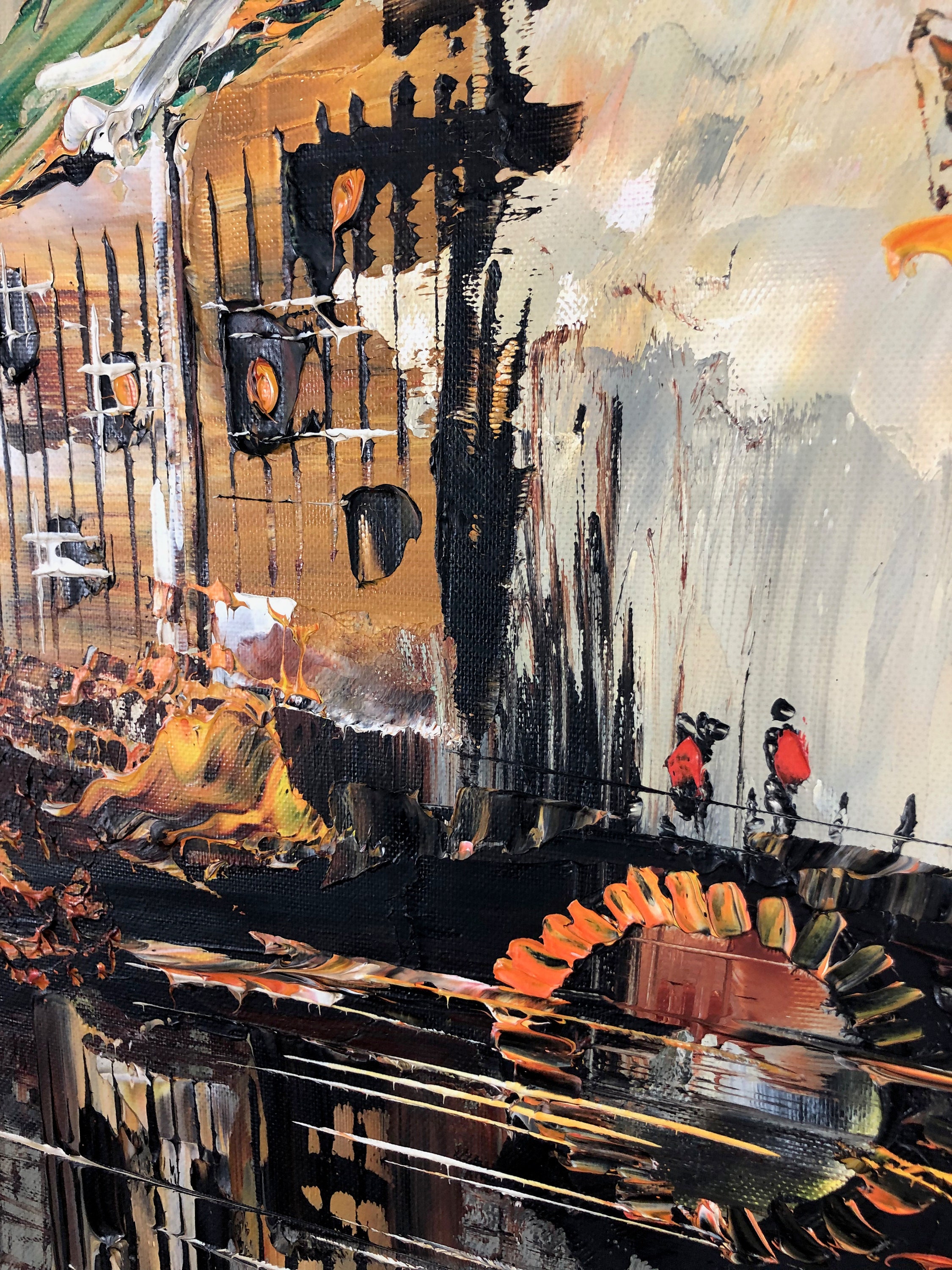 Vintage Morris Katz Original Painting From 1976, Fall Pond and