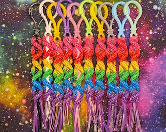 Rainbow Zigzag Keychain: 90s Neon Plastic Lanyard - Etsy