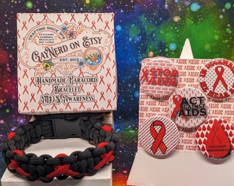 AIDS Awareness Ribbon paracord bracelet