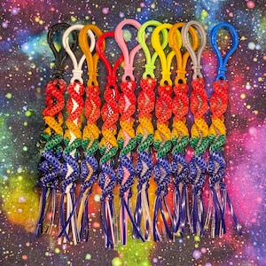 Handmade Rainbow DNA Plastic Lanyard Keychains