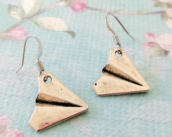 Paper Airplane Earrings - Origami Jewelry - Toy Earrings - Paper Plane Earrings - Model Earrings - Nickel Free Earrings - Origami Earrings