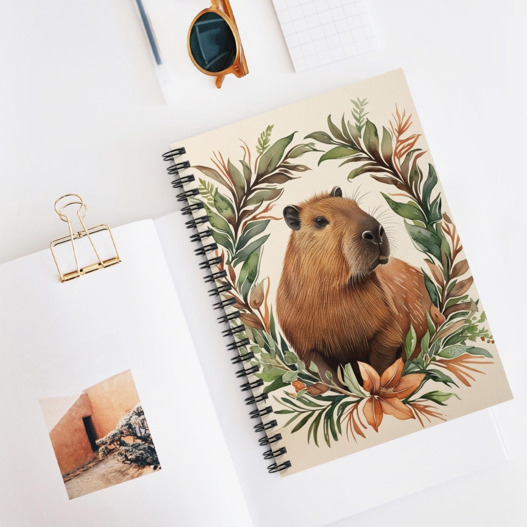 Capybara Spiral Notebook – Botanical Animal Art Journal, Nature Lover ...