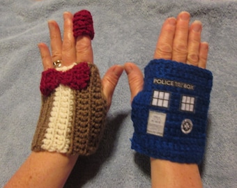 Dr WHO -fingerless gloves TARDIS and 11th DOCTOR (Matt Smith)