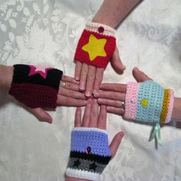 Steven Universe Crystal Gems fingerless gloves  Mix and Match Set of 4