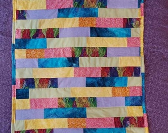 Rainbow quilt Rainbow block brick handmade quilt 50 x 36 inches