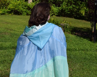 Seaglass Cloak Fantasy Ocean cape-Unisex blue/green hooded cloak