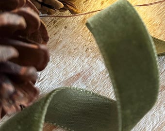 RUBAN DE VELOURS vert foncé vintage Berisfords, 16 mm, teinte Noël 9642 Lodengrun