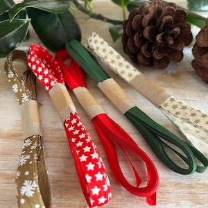 20m Christmas Ribbon Bundles 5 x 4m Plastic Free Eco friendly Gift Wrapping,