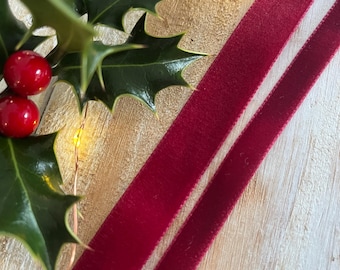 Berisfords Dark Red VELVET RIBBON,  9mm 16mm 22mm Dark Wine  Red,  Shade 9614