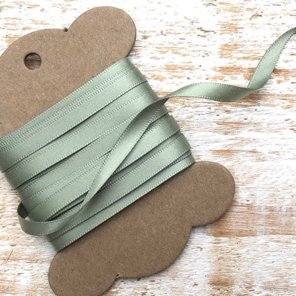 Sage Green Satin Ribbon,  6mm, 9mm 16mm 25mm double faced  Ribbon, Wedding Favour, Gift Wrap