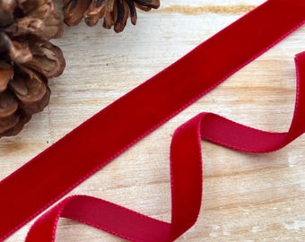 Cinta de terciopelo rojo escarlata Berisfords, 9 mm, 16 mm, rojo Navidad, tono 9644