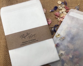 Glassine Envelopes, Peel & Seal, Eco-Friendly, Biodegradable Packaging Wedding, Confetti, Seeds, Soap,  wax melt Bags