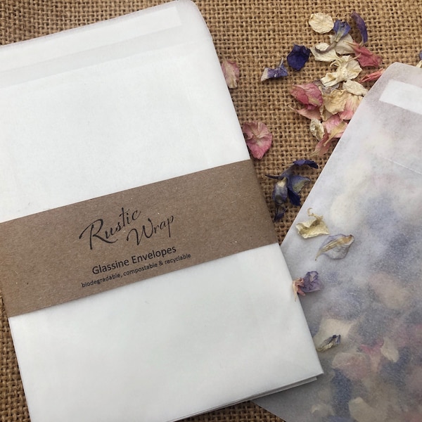 Glassine Envelopes, Peel & Seal, Eco-Friendly, Biodegradable Packaging Wedding, Confetti, Seeds, Soap,  wax melt Bags