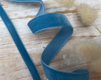 Cinta de terciopelo azul Berisfords Williamsburg para boda, regalo, azul oscuro, 9 mm, 16 mm, tono 9536