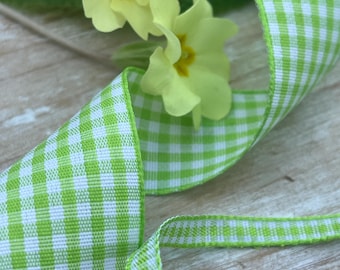 Cinta de cuadros vichy verde primavera, 5 mm y 25 mm, decoración de Pascua, regalo de primavera para boda.