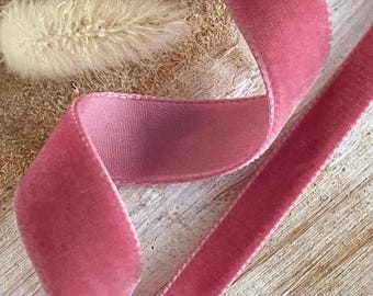 Cinta de terciopelo rosa vintage Berisfords, 9 mm x 16 mm, tono 9645 Alt Rose