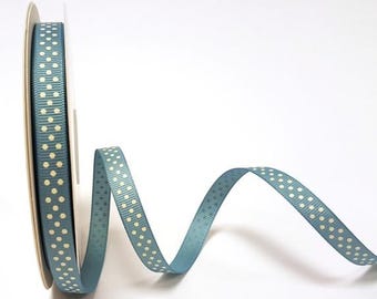 Cinta de grogrén con lunares azul aguamarina de 3 m x 9 mm, estilo brisa marina, para decoración de bodas, manualidades y papel de regalo.