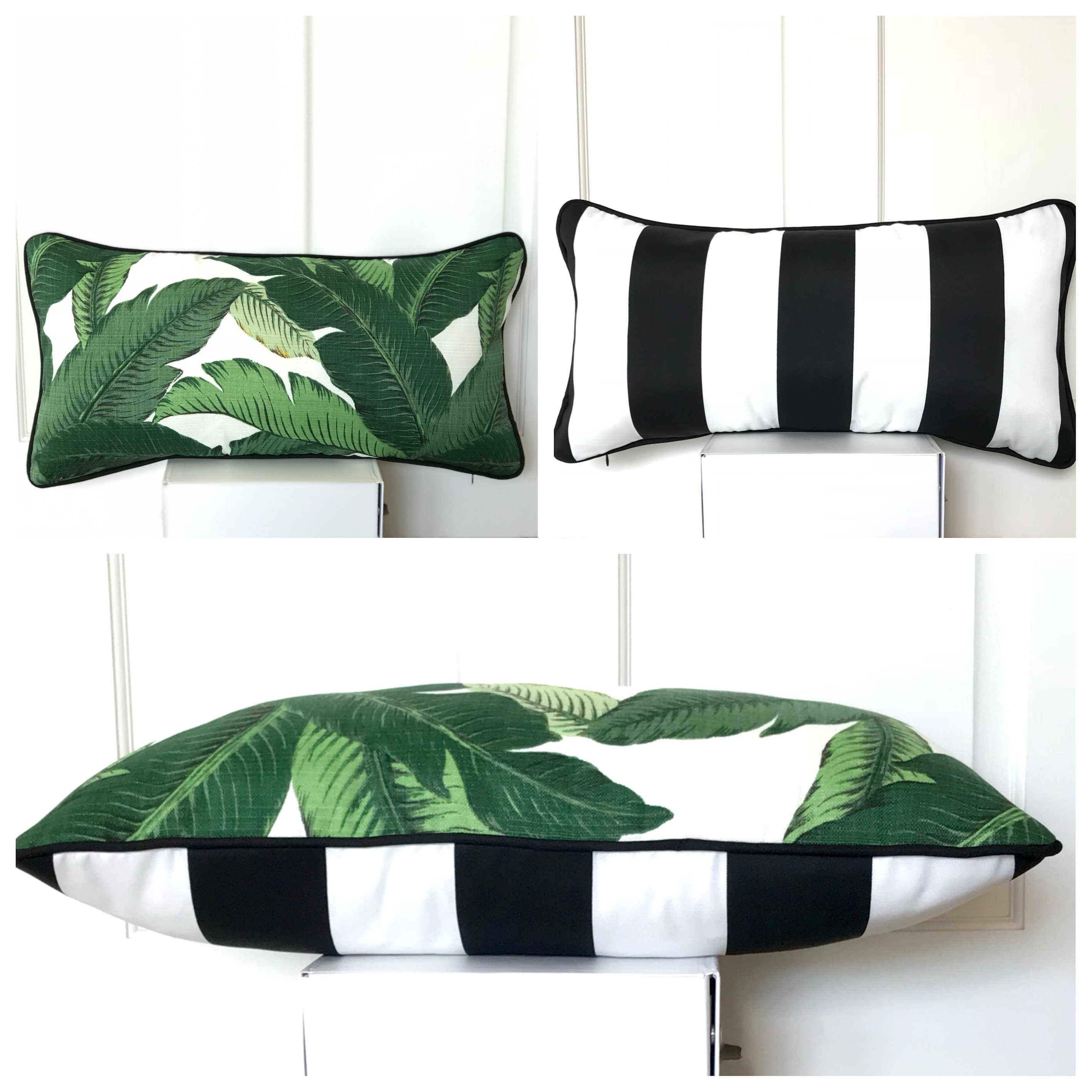palm print outdoor pillows