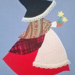 Instant Download. Welsh Sun Bonnet Siwan quilt  applique pattern,  Sun bonnet Sue in Welsh Costume.