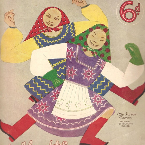 Instant Download Russian Dancers Vintage Pattern Embroidery / Applique Motif from1935