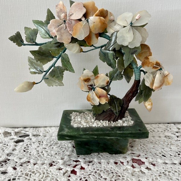 Vintage Jade Floral Bonsai Tree