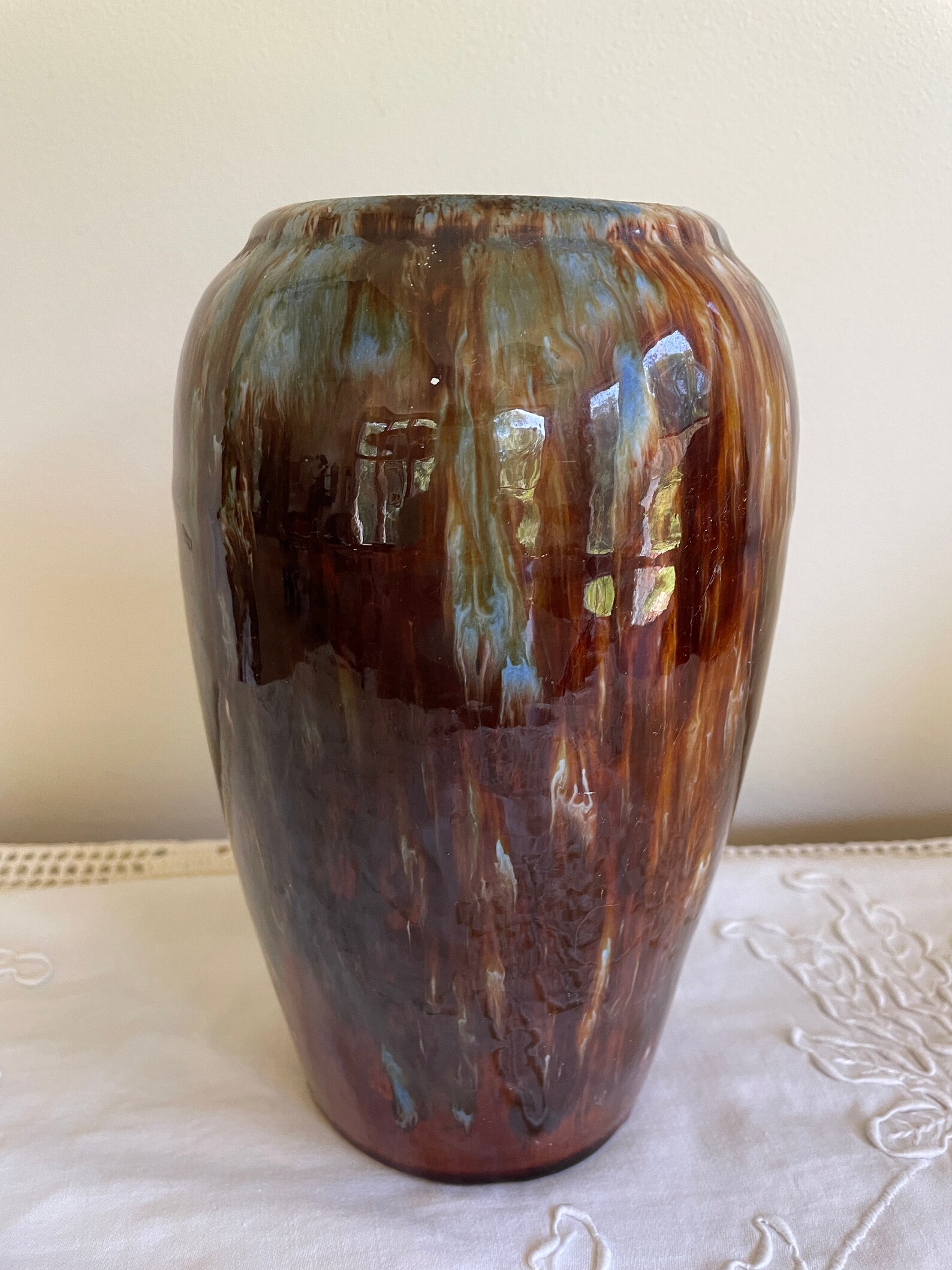 Art Deco Brush Mccoy Onyx Tall Vase Etsy