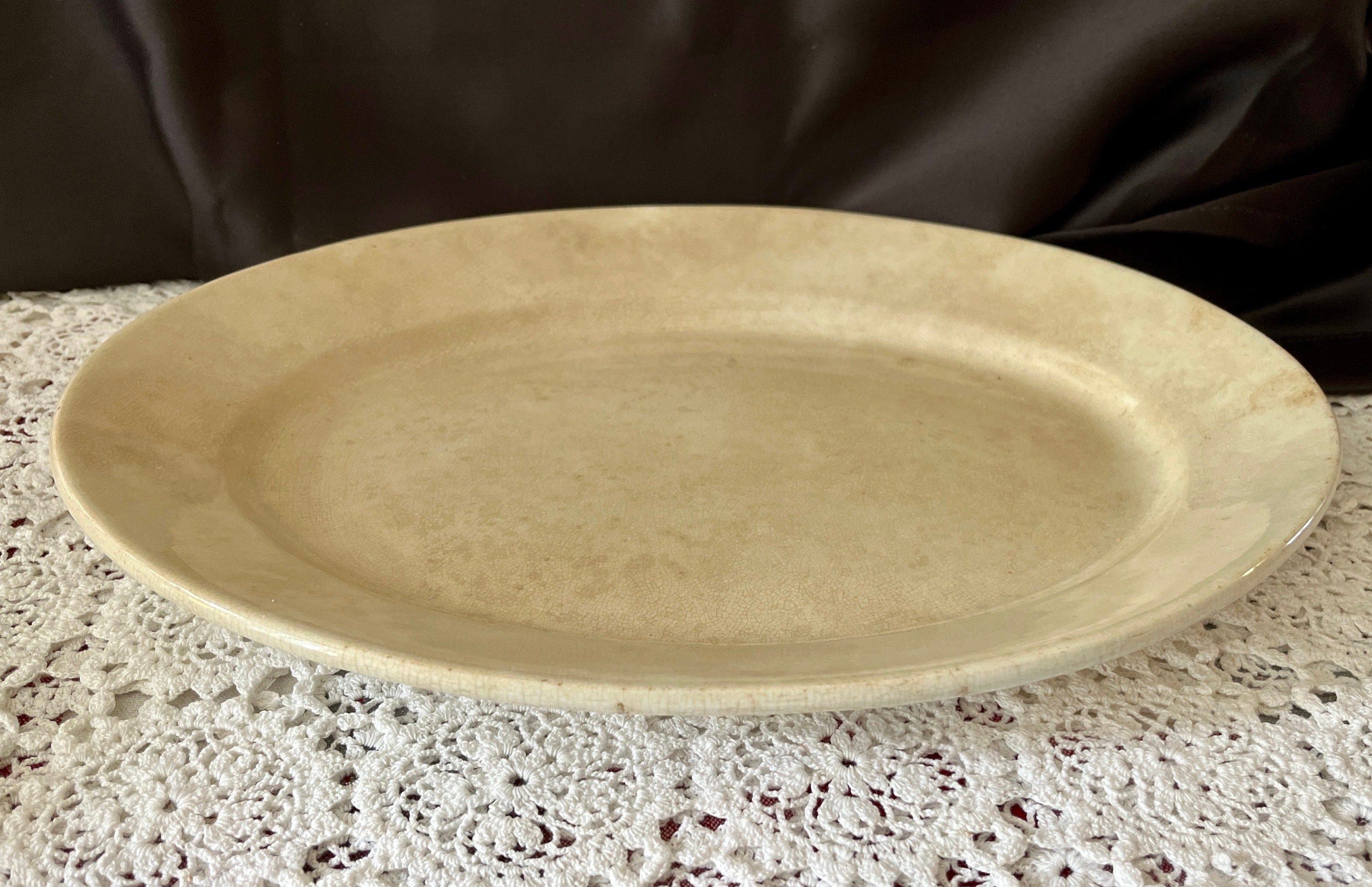 Antique White Tea Stained Ironstone 14 3/4" Wedgwood Platter