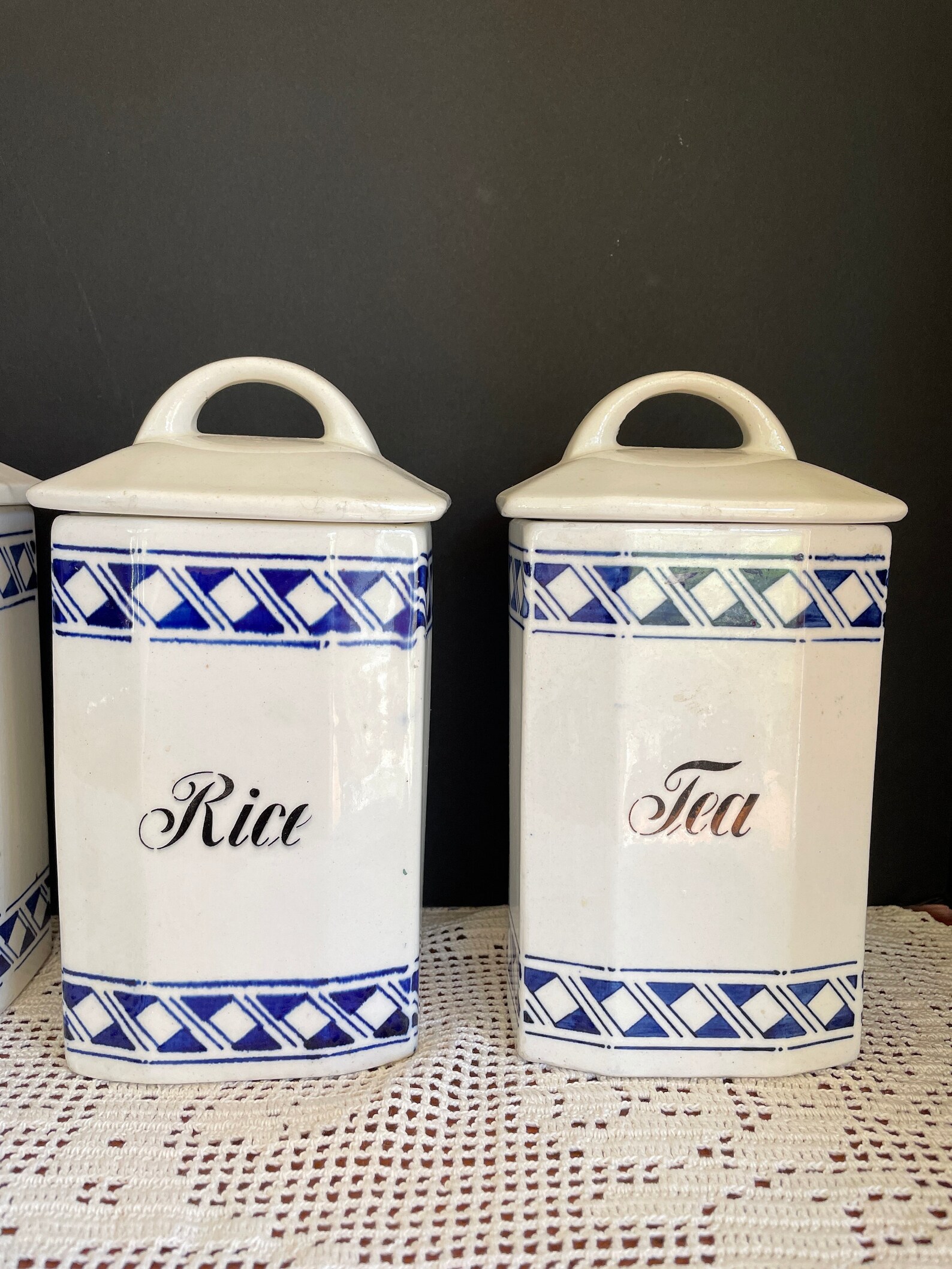 Four Antique German Blue and White Canister Set Etsy