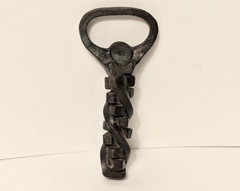 Hand Forged Metal Bottle Opener, Rubix Twist Blacksmith Made