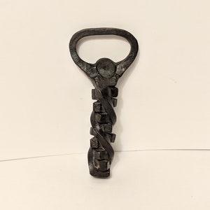 Hand Forged Metal Bottle Opener, Rubix Twist Blacksmith Made