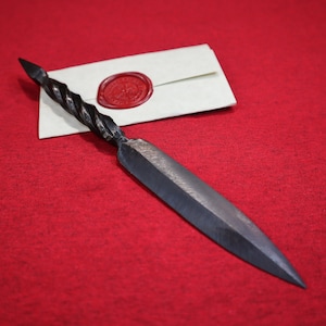 Hand Forged Metal Letter Opener Twisted Handle Blacksmith Made