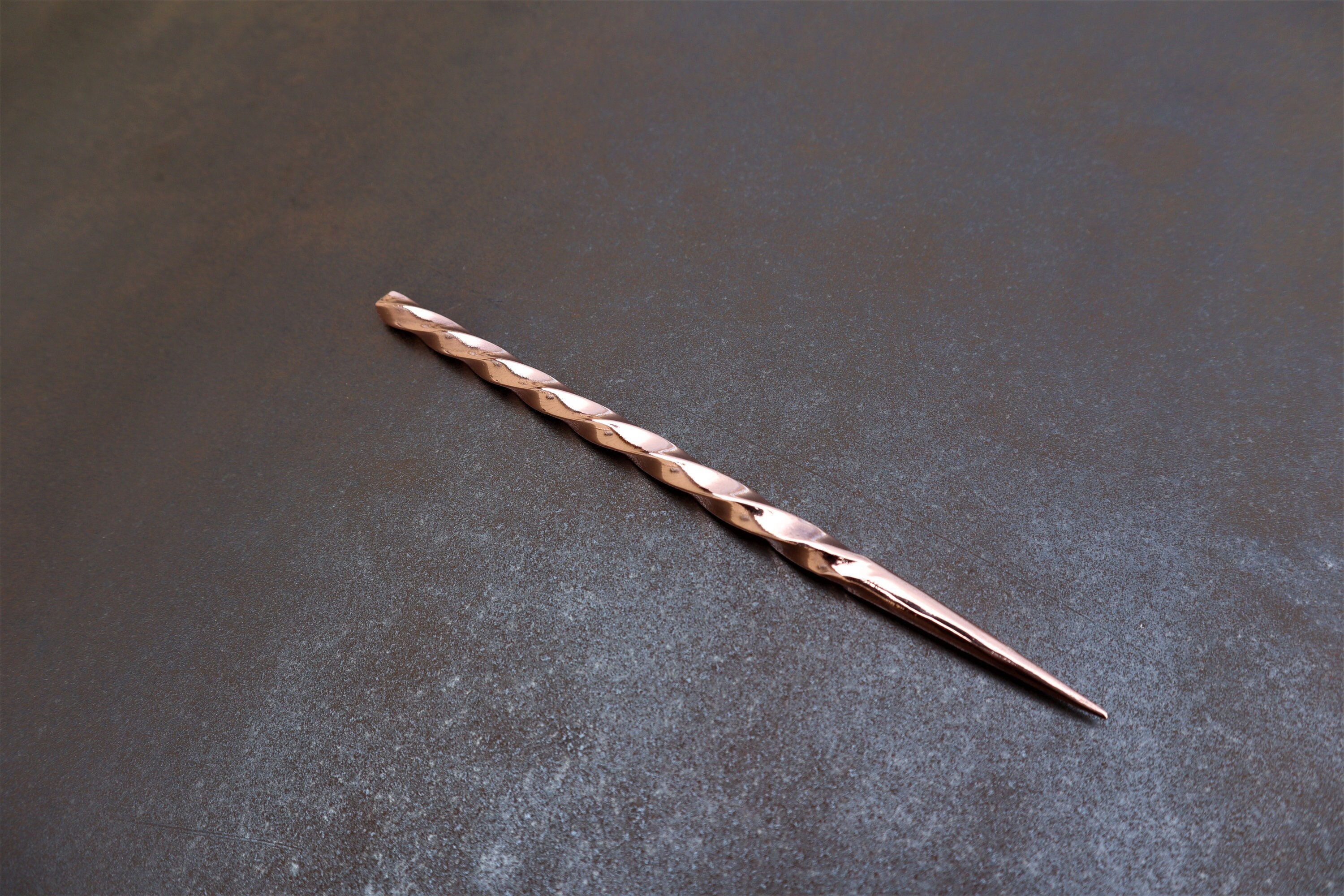 Copper Twist Hair Stick, Hand Forged Copper Hair Spike