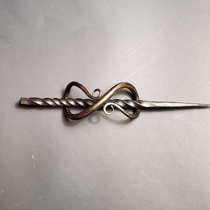 Twisted Metal Hair Stick and Barrette Set Blacksmith Made Hand Forged
