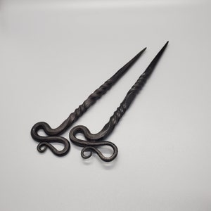 Set of Two Metal Hair Stick Celtic, Viking Style, Hand Forged Steel Hair Spike