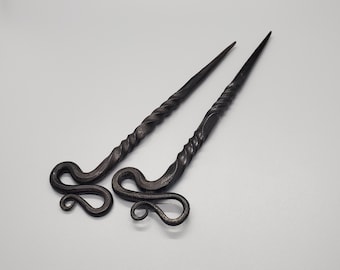 Set of Two Metal Hair Stick Celtic, Viking Style, Hand Forged Steel Hair Spike