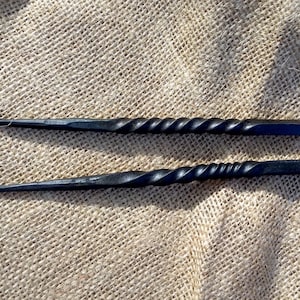 Set of Two Twisted Metal Hair Sticks Hand Forged Blacksmith Made Hair Spike