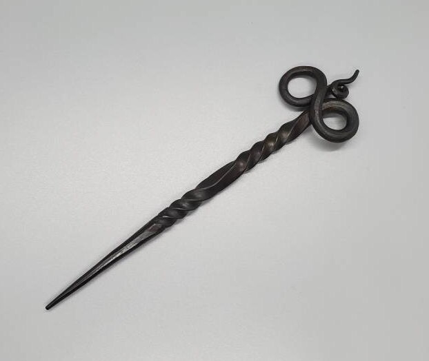 Metal Hair Stick, Riposte, Hand Forged Steel Hairstick