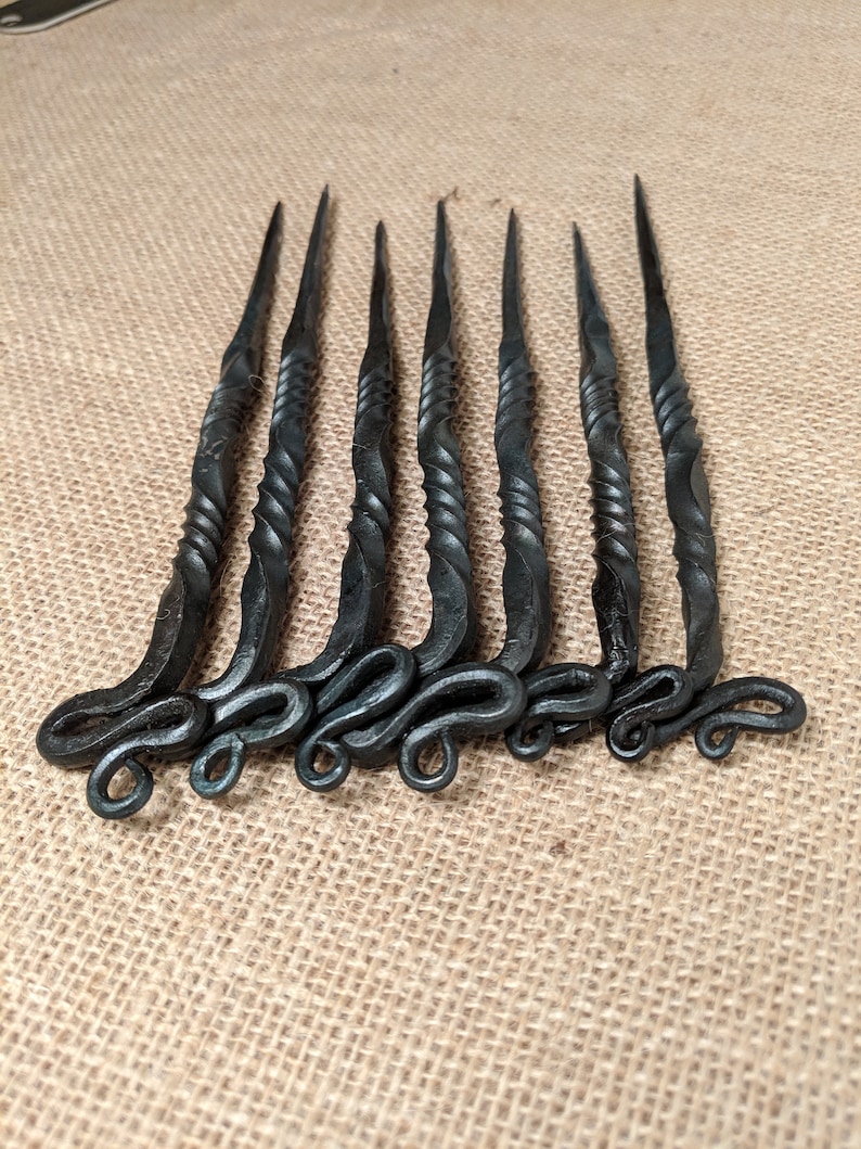 Metal Hair Stick Celtic, Viking Style, Hand Forged Steel Hair Spike image 10